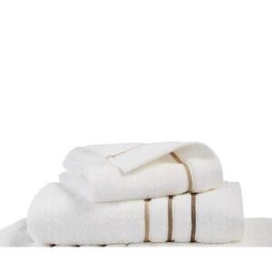Hotel Collection White Ultimate Micro Cotton Beige Borderline Washcloth